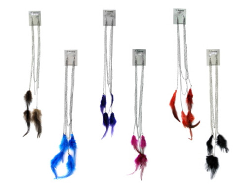 Dangle earrings with multiple chains hanging from earrings that connect FEATHER1094