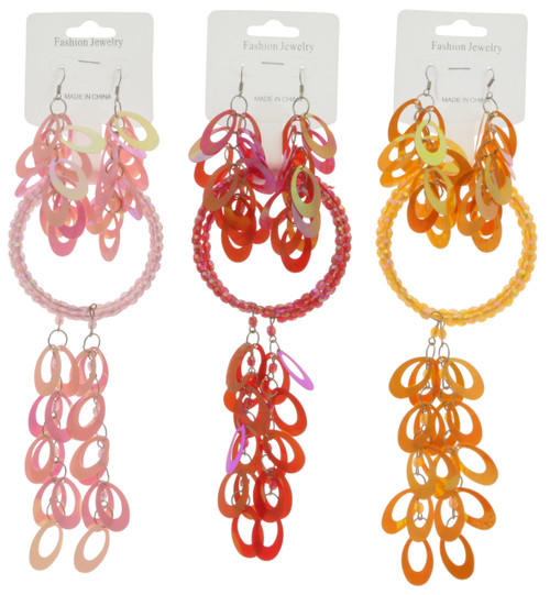 AB Finish Oval Sequin Bead Bracelet - Dangle Earring Set Assorted - BE1311C