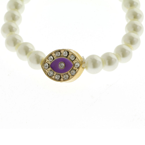 Imitation Pearl Bead God's-Eye Stretch Bracelet - Post Earring Set Assorted - BE3117C