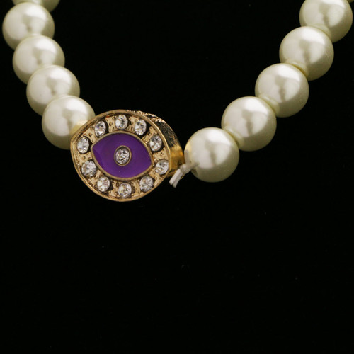 Imitation Pearl Bead God's-Eye Stretch Bracelet - Post Earring Set Assorted - BE3117C