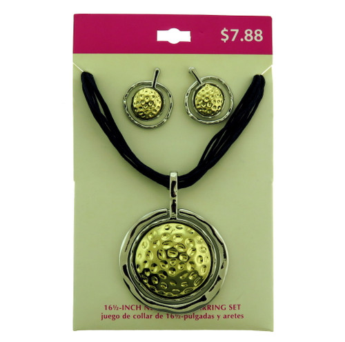 Necklace and earring set with one pair of post earrings which match the charm on the necklace ppne14r2