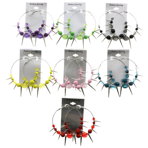 Colorful  Spiked Hoop Earrings 12E1105C