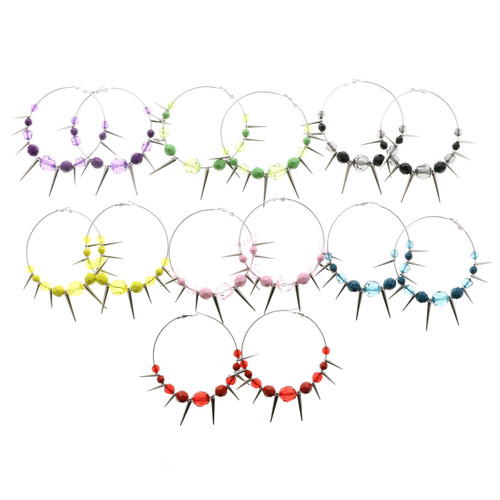 Colorful  Spiked Hoop Earrings 12E1105C