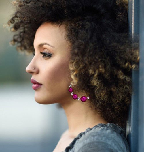 Assorted-Color & Silver-Tone Metal Hoop-Earrings With Bead Accents 12 Per Package 12E1423C