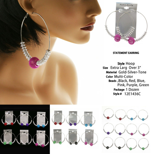 Silver tone earrings with mesh ball accent 12E1436C