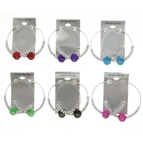 Silver tone earrings with mesh ball accent 12E1436C