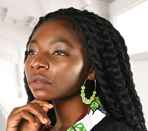 Neon Hoop-Earrings With Bead Accents Assorted-Color & Silver-Tone 12 Per Package 12E1465C