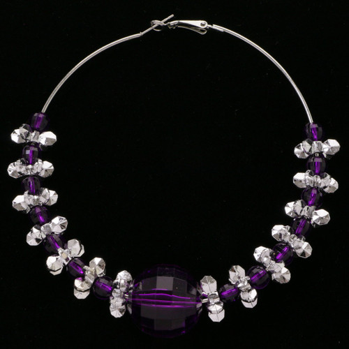 Faceted Hoop-Earrings With Bead Accents Assorted-Color & Silver-Tone 12 Per Package 12E1513C