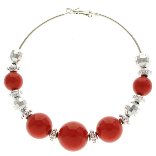 Faceted Hoop-Earrings With Bead Accents Assorted-Color & Silver-Tone 12 Per Package 12E1516C