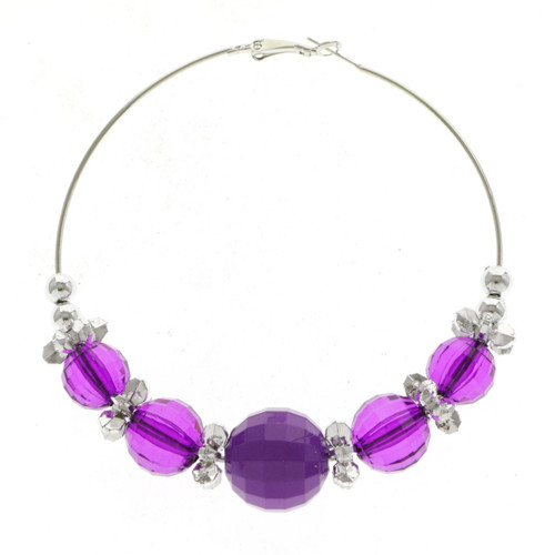 Faceted Hoop-Earrings With Bead Accents Assorted-Color & Silver-Tone 12 Per Package 12E1524C