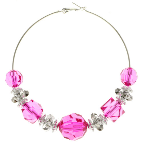 Assorted-Color & Silver-Tone Metal Hoop-Earrings With Bead Accents 12 Per Package 12E1530C