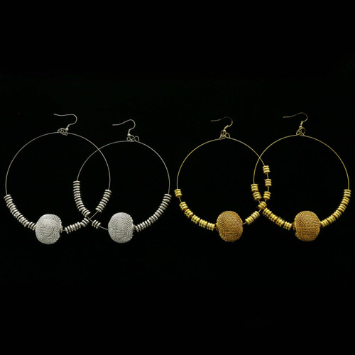 Mesh Dangle-Earrings With Bead Accents  Dual-Tone 12 Per Package 12E473B