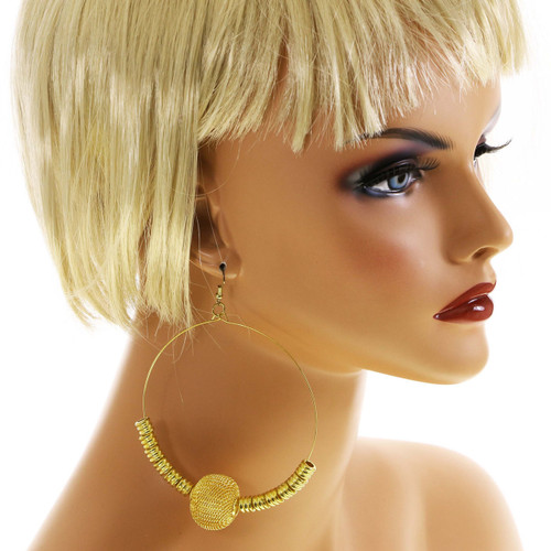 Mesh Dangle-Earrings With Bead Accents  Dual-Tone 12 Per Package 12E473B