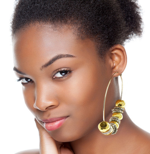 Antiqued Hoop-Earrings With Bead Accents  Dual-Tone 12 Per Package 12E518B