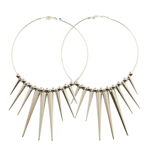 Spike Hoop-Earrings With Bead Accents  Silver-Tone 12 Per Package 12E6163A