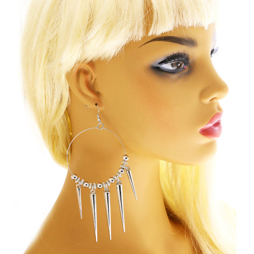 Spike Dangle-Earrings With Bead Accents  Silver-Tone 12 Per Package 12E6165A