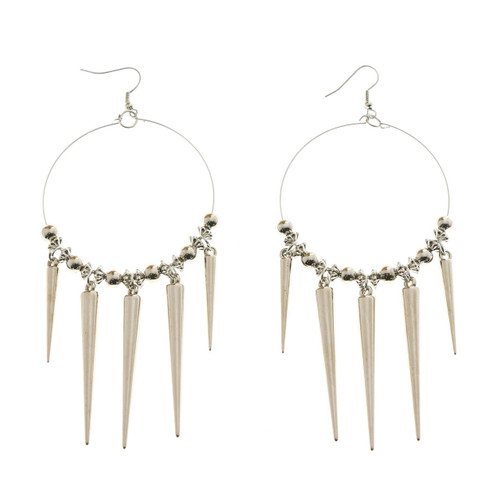 Spike Dangle-Earrings With Bead Accents  Silver-Tone 12 Per Package 12E6165A