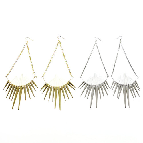 Dual-Tone & Clear Metal Dangle-Earrings 12 Per Package 12E8029B