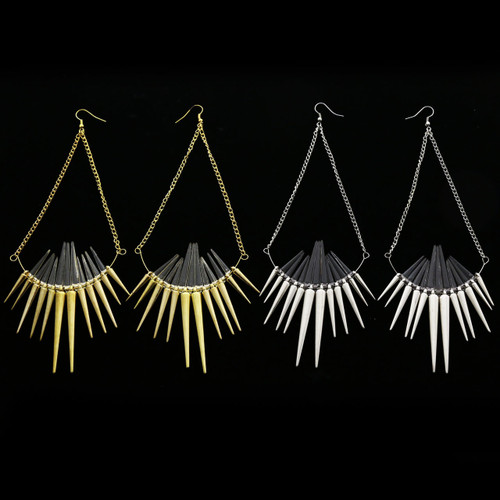 Dual-Tone & Clear Metal Dangle-Earrings 12 Per Package 12E8029B