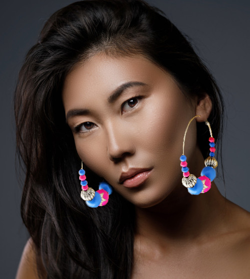 Antiqued Hoop-Earrings With Bead Accents Assorted-Color & Multi-Color 12 Per Package 12E8033C