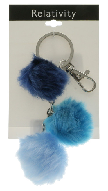 Fuzzy Triple Faux-Fur Pom-Pom Key Chain KEKC6272