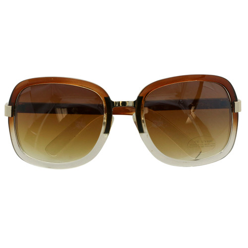UV400 Rectangular Frame Brown and Clear Sunglasses 12SG8630