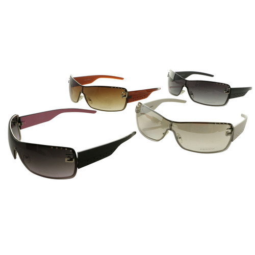 UV 400 Shatter Resistant Lenses Shield Sunglasses Assorted White Brown Pink Black 26SG7577