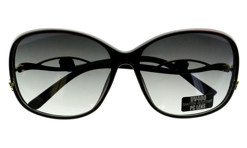 UV 400 Rose Accented Round Sunglasses Polycarbonate Lens Assorted 26SG7811R