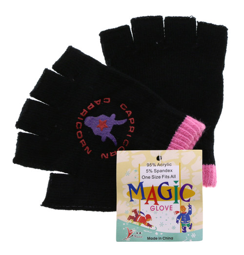 Knit Fingerless Gloves with Zodiac Emblem