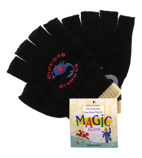 Knit Fingerless Gloves with Zodiac Emblem