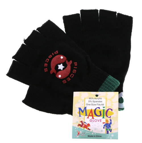 Knit Fingerless Gloves with Zodiac Emblem