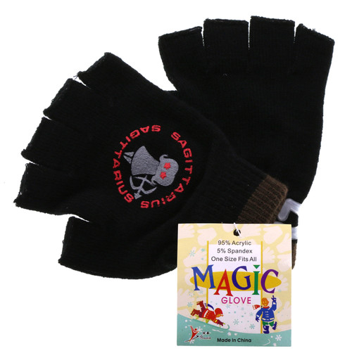 Knit Fingerless Gloves with Zodiac Emblem