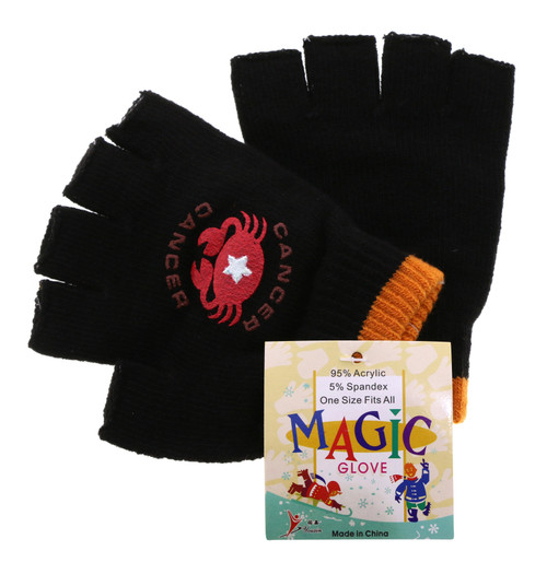 Knit Fingerless Gloves with Zodiac Emblem