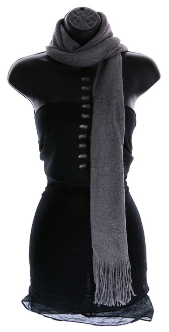 Gray Winter Scarf with Silver Metallic Threads