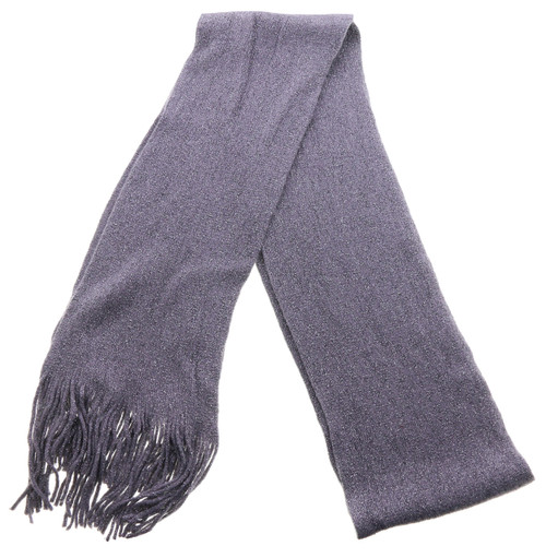 Gray Winter Scarf with Silver Metallic Threads