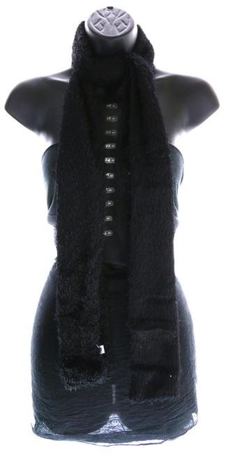 70" Black Fuzzy Winter Scarf