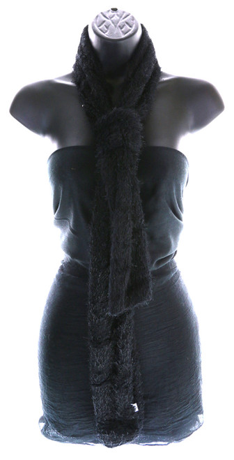 70" Black Fuzzy Winter Scarf
