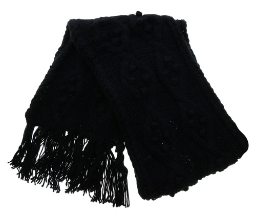 70" Black Knit Winter Scarf