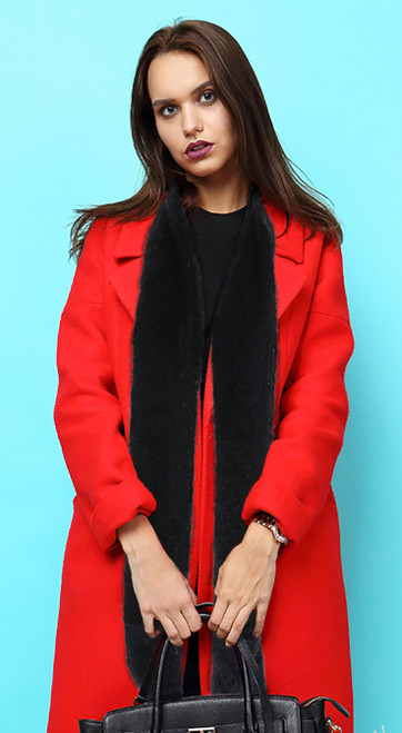 70" Fuzzy Black Winter Scarf