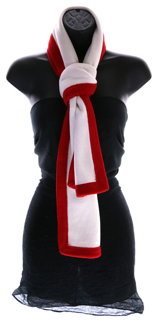 60" Red & White Fleece Scarf