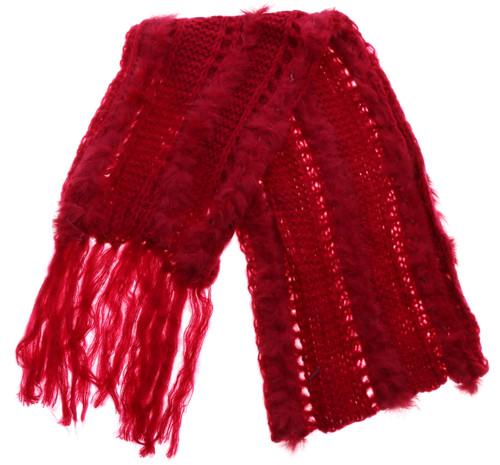 80" Red Knit Winter Scarf