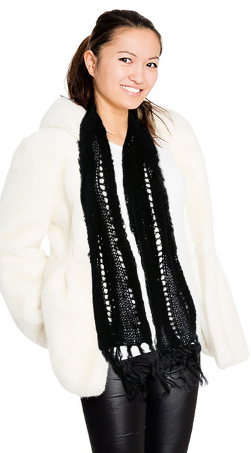 70" Black Knit Winter Fashion Scarf