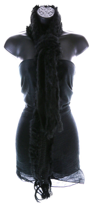 70" Black Knit Winter Fashion Scarf