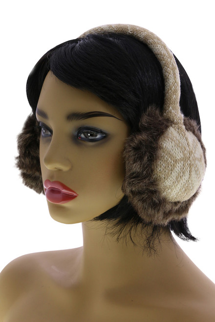 Faux Fur Lined Earmuffs with Snowflake Pattern EM005