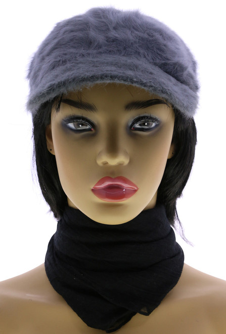 One Size Fits Most Stretch Fit Rabbit Fur Baseball Cap HAT024