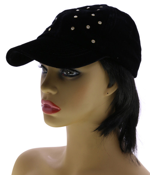 One Size Fits Most Adjustable Velcro Faux Velvet Baseball-Cap HAT034