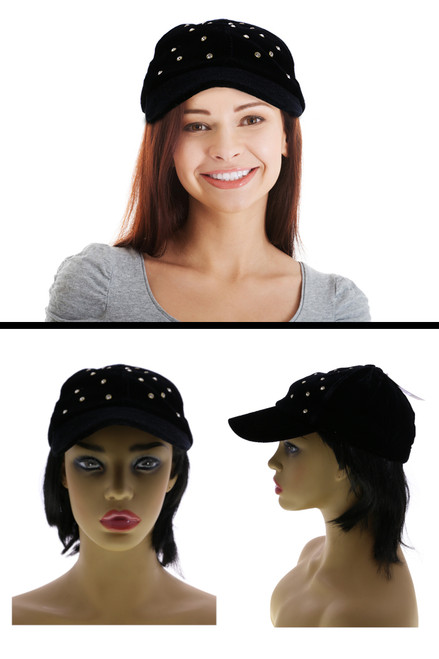 One Size Fits Most Adjustable Velcro Faux Velvet Baseball-Cap HAT034