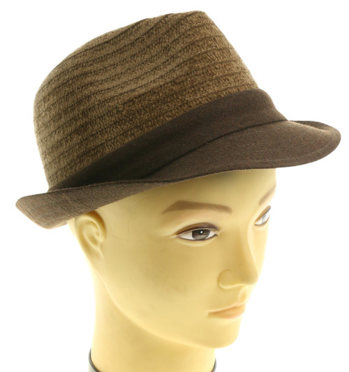 Brown 30% Cotton,70% Polyester Trilby Hat HAT076