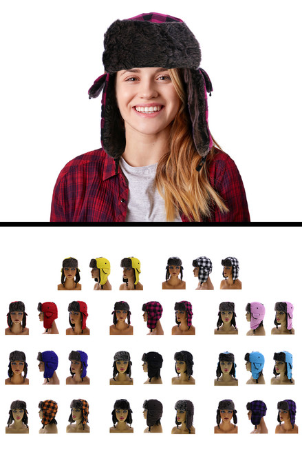 Sizes Vary Plaid Trapper-Hat HAT081