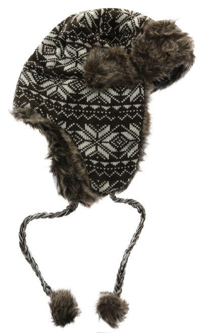 Sizes Vary Knit Snowflake Pattern Trapper-Hat HAT103
